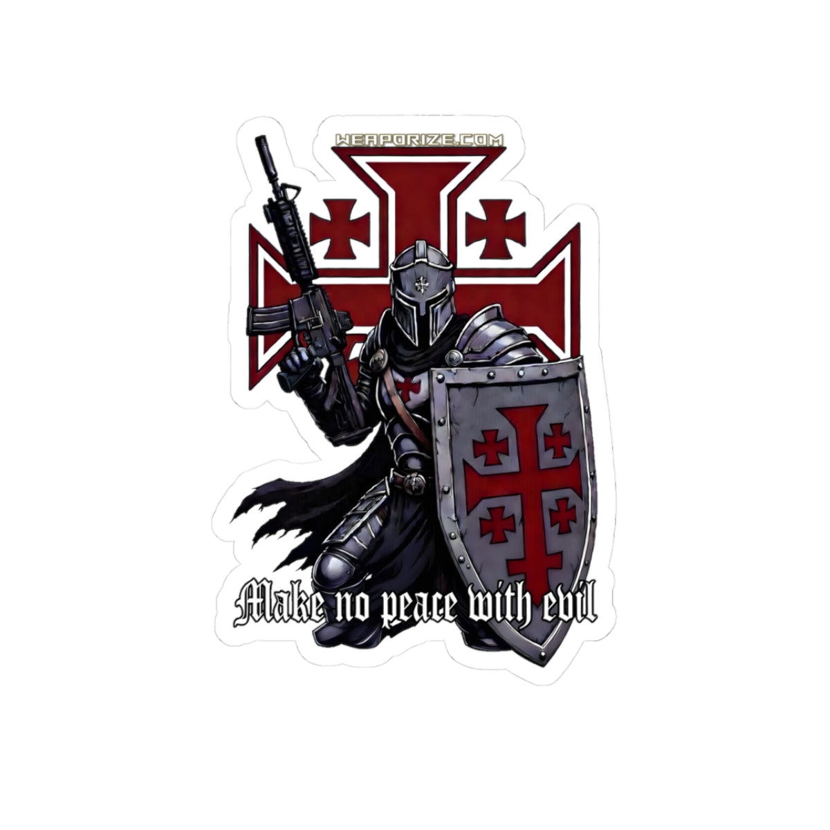 Crusader Knight 2 Sticker — 'Make No Peace With Evil'