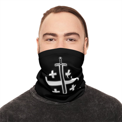 Jerusalem Cross & Sword Neck Gaiter — Isaiah 48:22 “No Peace for the Wicked”