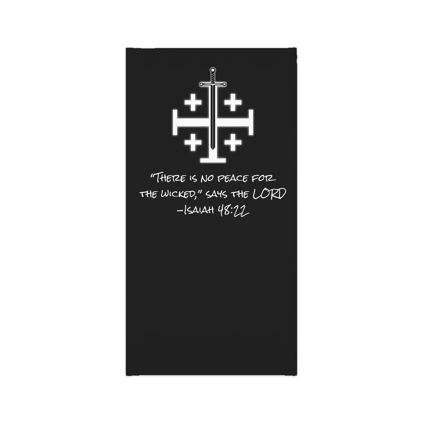 Jerusalem Cross & Sword Neck Gaiter — Isaiah 48:22 “No Peace for the Wicked”