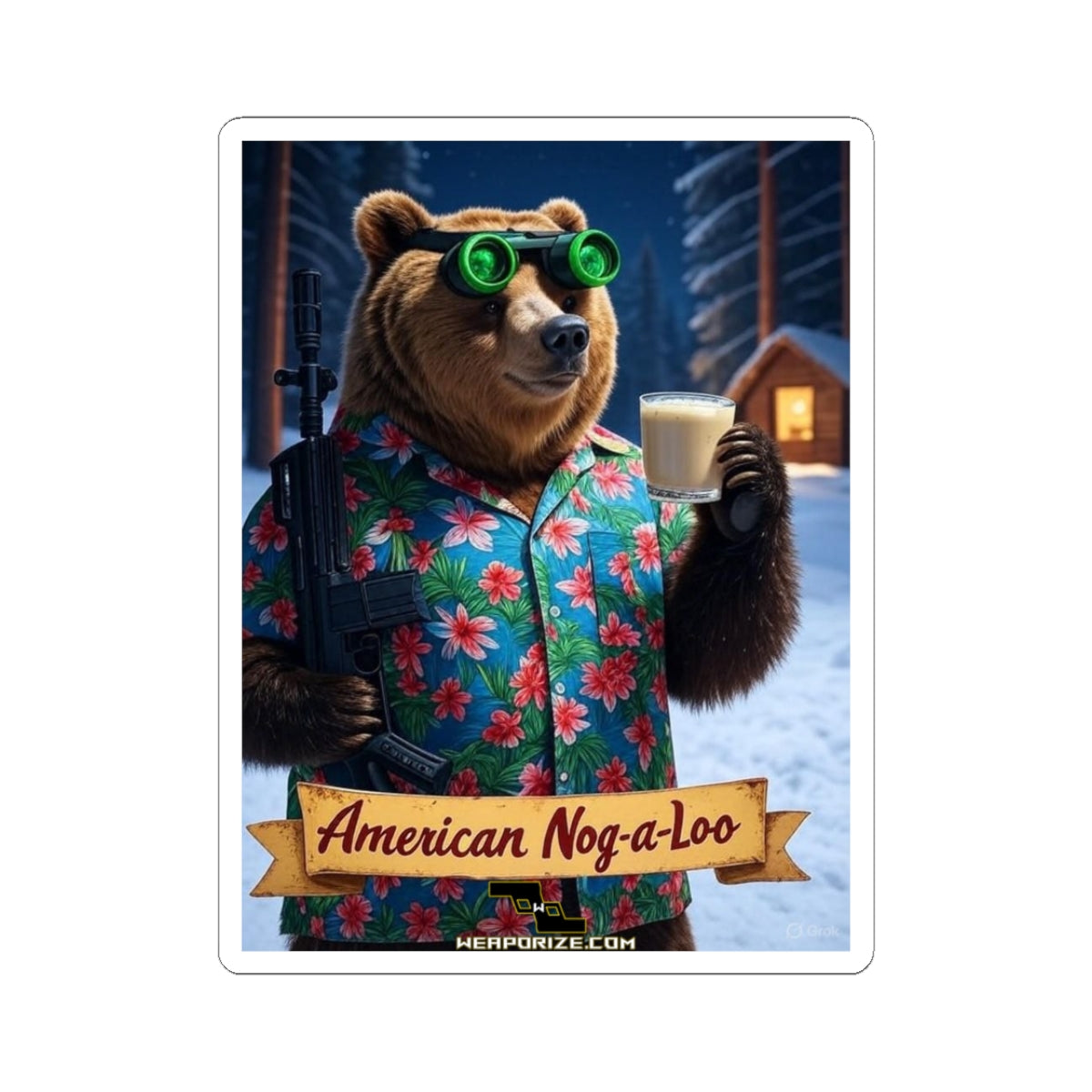 American Nog-a-Loo Bear Kiss-Cut Stickers