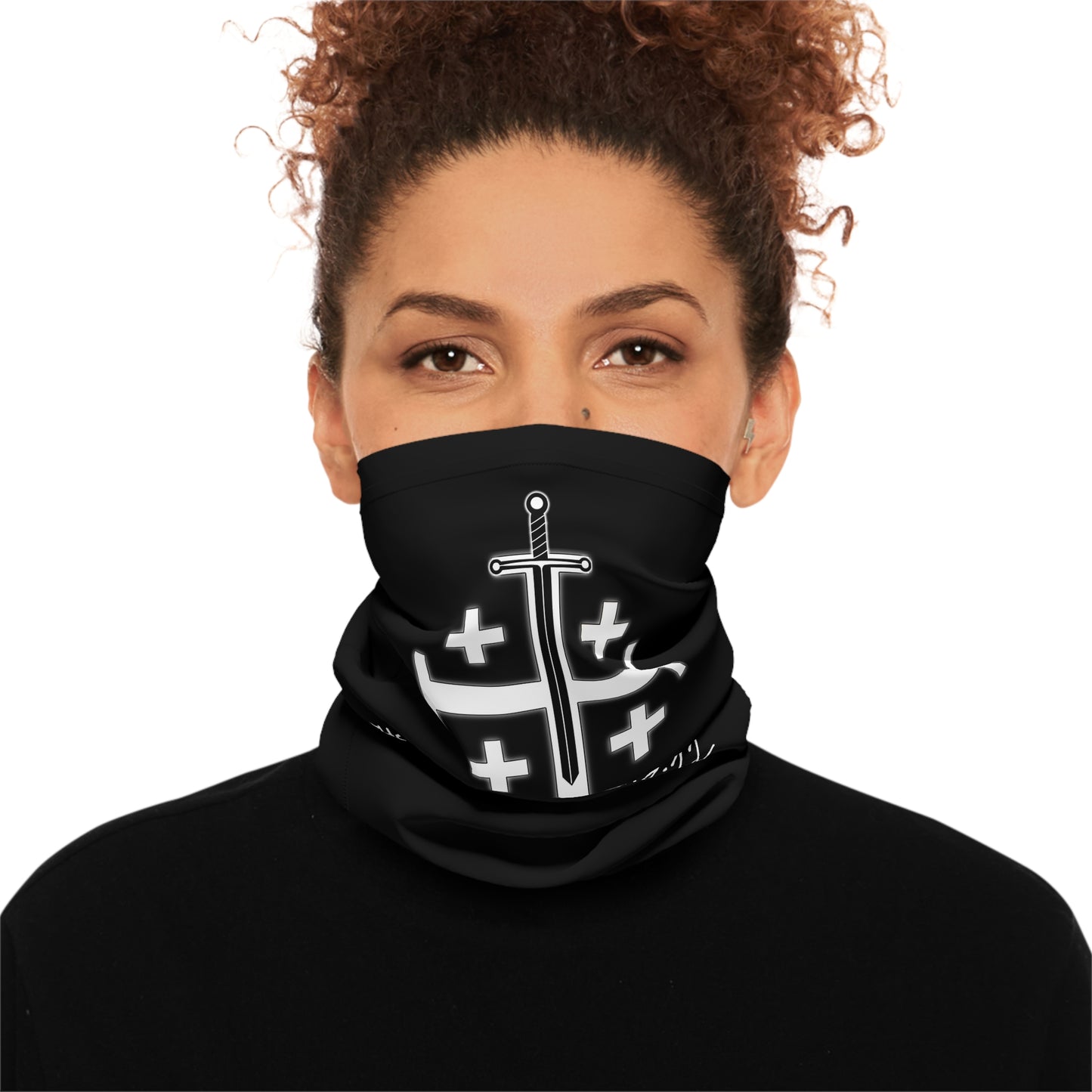 Jerusalem Cross & Sword Neck Gaiter — Isaiah 48:22 “No Peace for the Wicked”