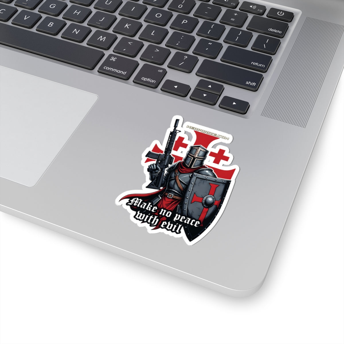 Crusader Knight Sticker — 'Make No Peace With Evil'